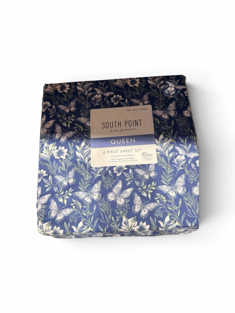 South Point Queen 6-Piece Sheet Set - Blue Butterfly Floral